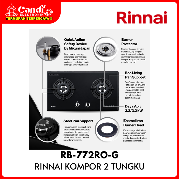 Kompor Tanam 2 Tungku Rinnai